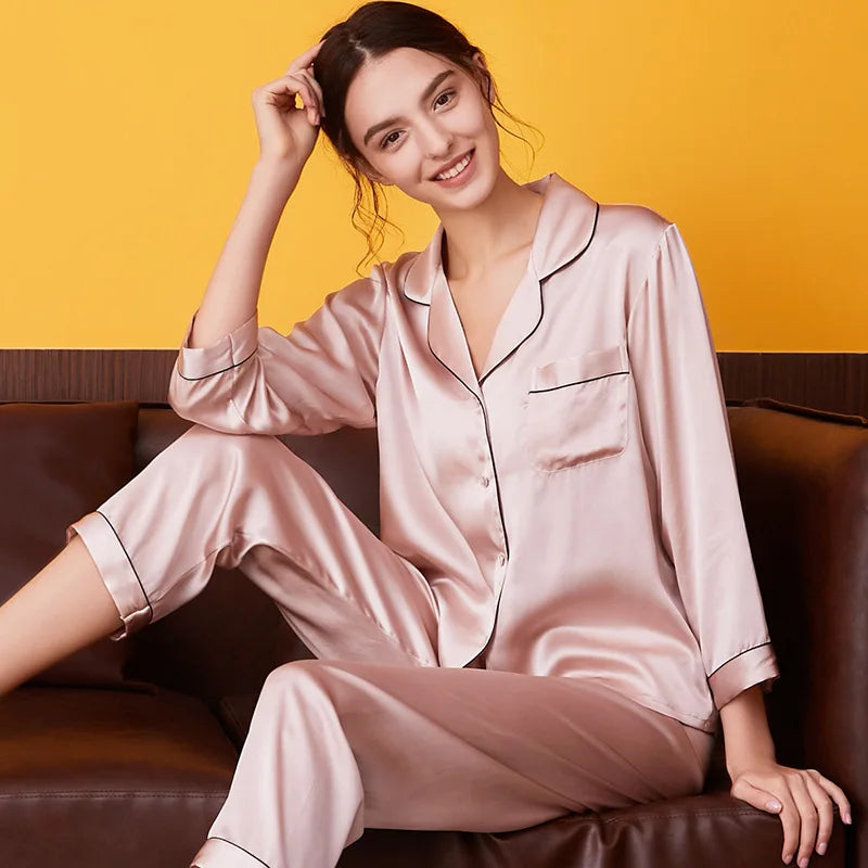 Velvyy Silk Pajama Set — Long-Sleeve Mulberry